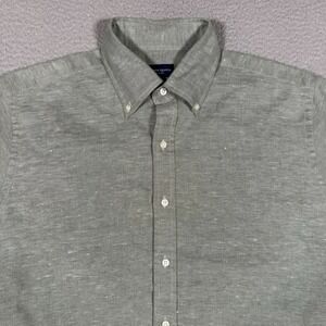 Proper Cloth Shirt Mens Large Green Linen Blend Button Down Steven Molaro Preppy